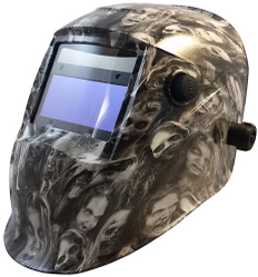 Auto Darkening Hydro Dipped Welding Helmet -  Real Zombie White Design - HDWH-701