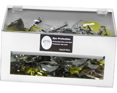 70-Pair Safety Glasses Dispenser with lid, WHITE HEAVY-DUTY PLASTIC
