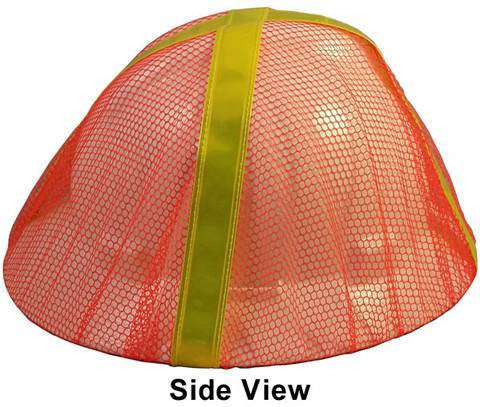 Occunomix V896-FBO Safety Helmet Mesh Hi Viz Full Brim Cover (Orange with Lime Stripes)
