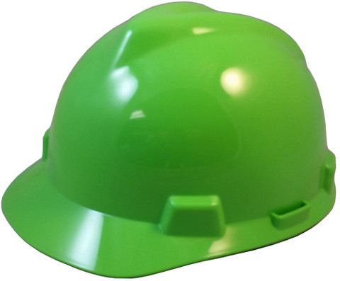 MSA # 815565 V-Gard Cap Style Safety Helmets with Fas-Trac Liners Lime Green