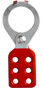 1.5 inch opening Hasp for Lockout - Tagout. Interlocking style, steel with Red rubberized coating