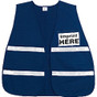 Incident Command Safety Vests, BLUE with Silver Stripes and Clear Pocket Front and Back