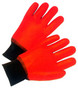 Orange PVC Gloves with Foam Lining and knit wrist (sold by the dozen)