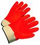 Orange PVC coated gloves with foam lining and safety cuff (sold by the dozen)