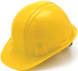 Pyramex #HP14130 4 Point Cap Style Safety Helmets with RATCHET Liners - Yellow - Oblique View