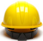 Pyramex #HP14130 4 Point Cap Style Safety Helmets with RATCHET Liners - Yellow - Back View