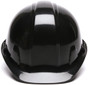 Pyramex #HP14111 4 Point Cap Style Safety Helmets with RATCHET Liners - Black - Front View