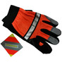 Hi-Vis Split DOUBLE PALM Cowhide Multi-task Glove with Velcro Closure, Orange (PAIR)