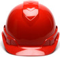 Pyramex #HP44120 Ridgeline Cap Style Safety Helmets with RATCHET Liners - Red - Front View