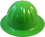 Aluminum Skull Bucket Full Brim Safety Helmets with Ratchet Liners - Hi Viz Green