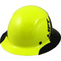 DAX Actual Carbon Fiber Shell Full Brim Hard Hat - Glossy Black and Hi-Viz Lime