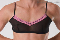 Soft netting will hug the body.  Narrow straps aid in stopping them from slipping off the shoulder.