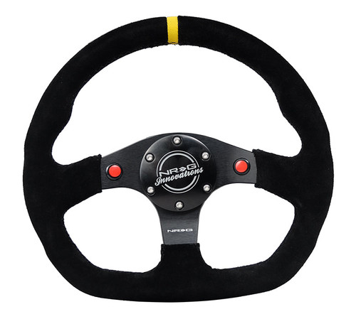 NRG Flat Bottom Steering Wheel Suede | Planet-Miata