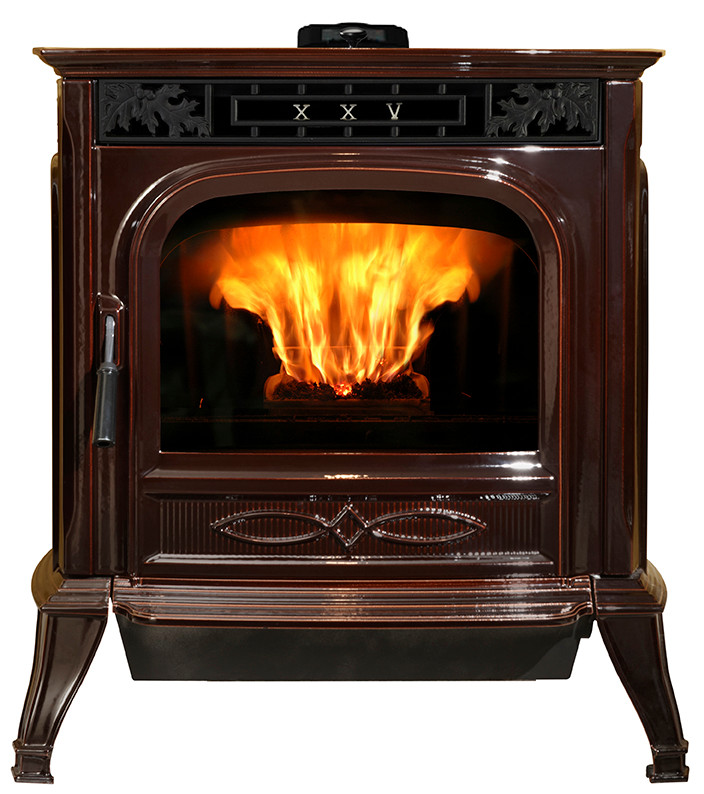 XXV-TC Pellet Stove - Porcelain Majolica Brown - Black Swan Home