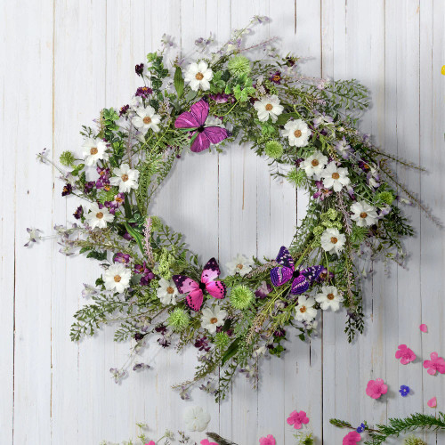 Wildflower & Butterfly Wreath - 24"