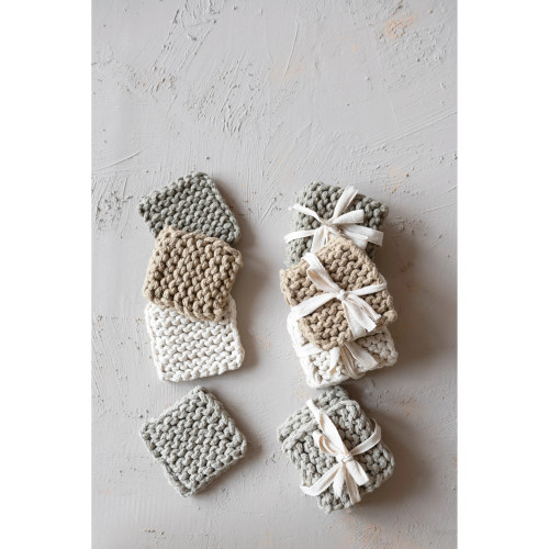 Cotton Crocheted Coasters - Cream