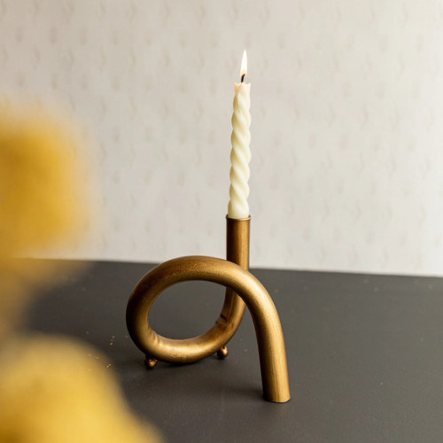 Boho Twisted Brass Taper Holder