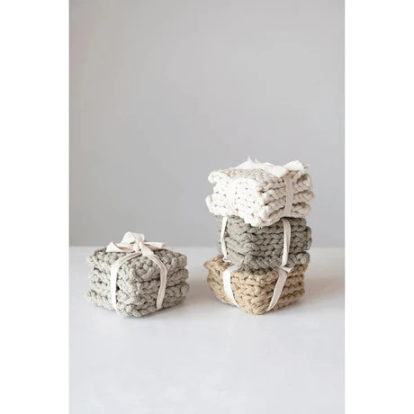 Cotton Crocheted Coasters - Caramel
