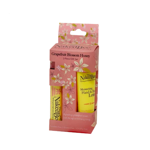 Enjoy refreshing grapefruit and sweet honey on the go with The Naked Bee's Pocket Pack, featuring a mini hand lotion and organic lip balm.