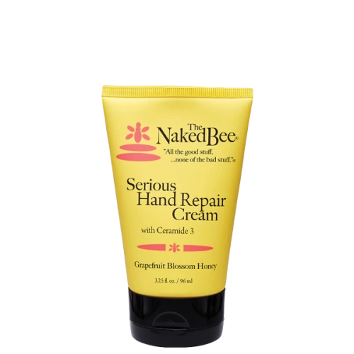 The Naked Bee Grapefruit Blossom Honey Serious Hand Repair Cream in a 3.25 oz travel-friendly tube.