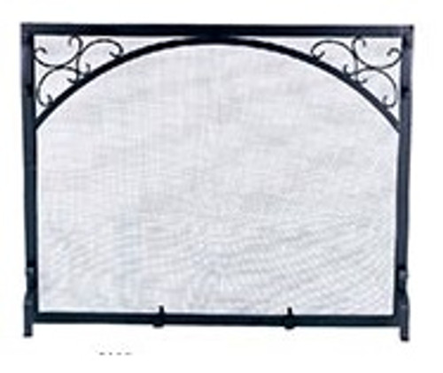 Black Wrought Iron Panel Screen w Scroll Design 31"H x 39"W