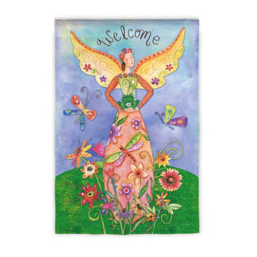 "Welcome" Angel Garden Flag