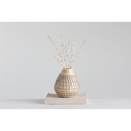 Bamboo Vase with Seagrass Weave