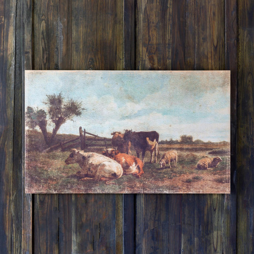 Vintage Cows in Pasture Print