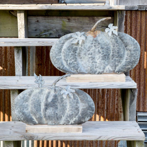 Weathered Tin Fairy Tale Pumpkin, Large Weathered Tin Fairy Tale Pumpkin, Large