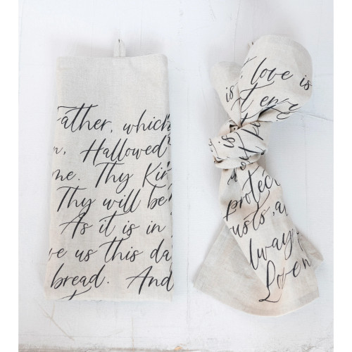 Scripture Print Linen Tea Towel