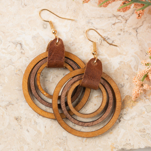 Layered Wood Hoop Earrings
