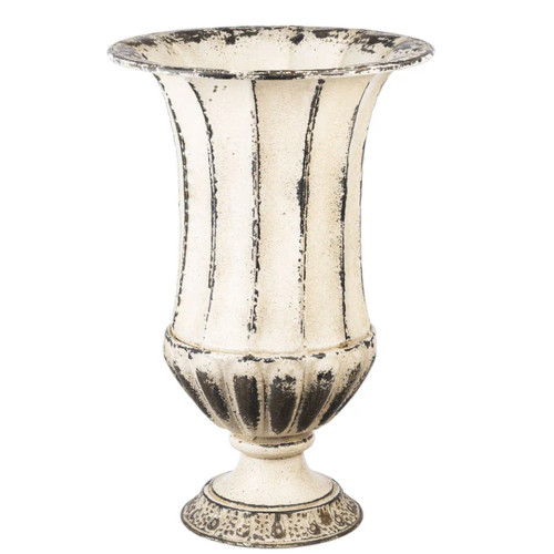 Distressed Ivory Urn - Large