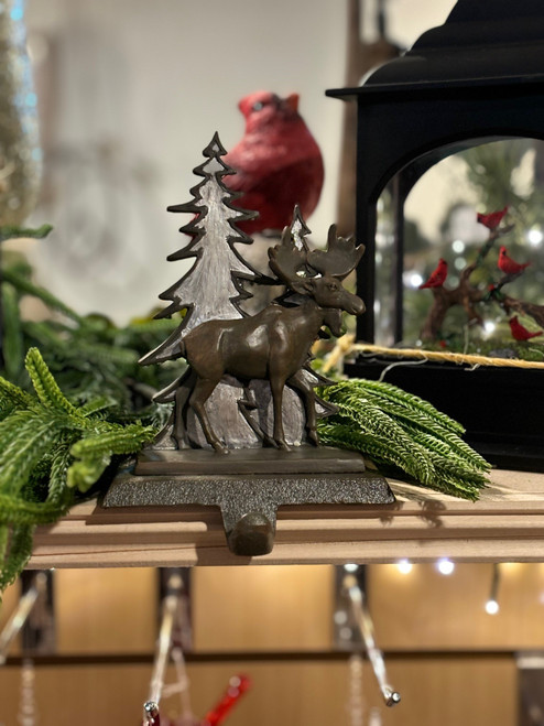   Rustic Resin & Iron Moose Stocking Holder