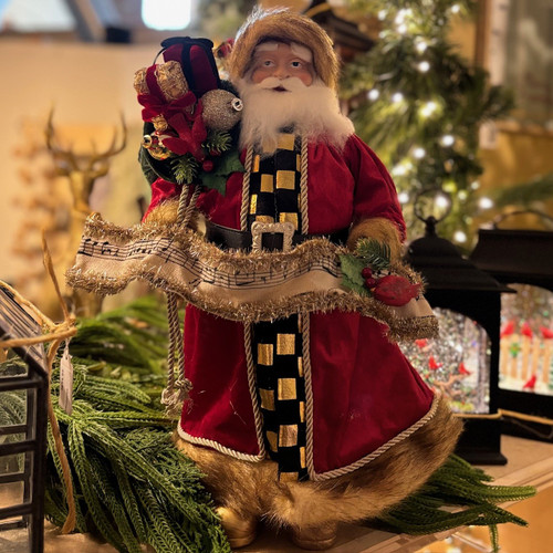 Santa with Cardinal and Sheet Music