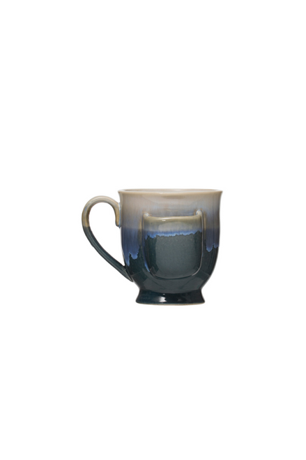 Stoneware Mug with Tea Bag Holder - Ocean