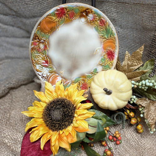 Autumn Leaves and Pumpkins Plates - Set of 4