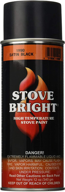 Stove Bright 1990 Satin Black High Temperature Aerosol Spray Paint Can 12 oz