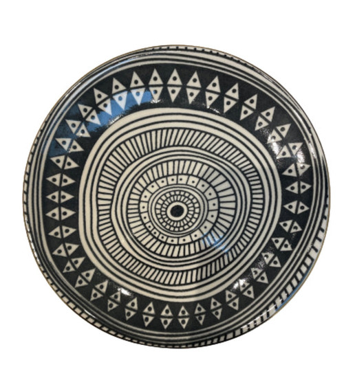 Black and White Stoneware Appetizer Plate - II