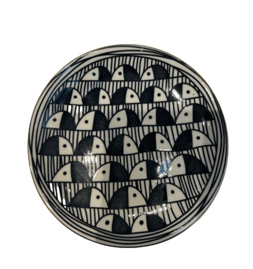 Black and White Stoneware Appetizer Plate - IV