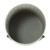 Cosima farmhouse planter featuring glossy sage green metal pot with an embossed geometric starburst pattern resting on minimalist black metal stands.