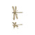 A small pewter dragonfly figurine featuring delicate sculpted wings and a warm metallic gold finish, measuring 4.5 inches long and 3.5 inches wide.