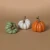 An elegant, realistically styled faux white Cinderella pumpkin featuring a beautifully detailed stem, perfect for upscale autumn, Thanksgiving, and Halloween home decor displays.