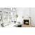 Front view of the Heat & Glo 8KX 42-inch direct vent gas fireplace showcasing its vibrant flame display, highly detailed realistic Birch log set, and a mirror-like 2-Sided Reflective Black Glass interior lining that multiplies the fire's reflection.