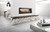 Front view of a Heat & Glo Mezzo 48-inch see-through linear direct vent natural gas fireplace showcasing a modern ribbon flame extending across a glass media bed, visible from two sides.