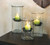 Handblown Glass Hurricane Candleholder With Rustic Tray - 12"