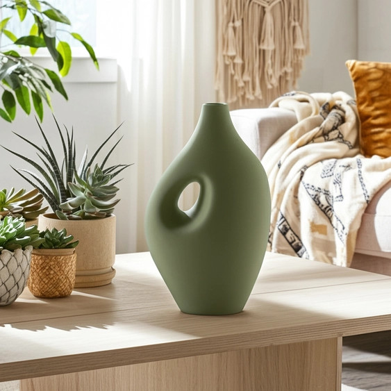 Ceramic Open Center Nomadic Handle Vase