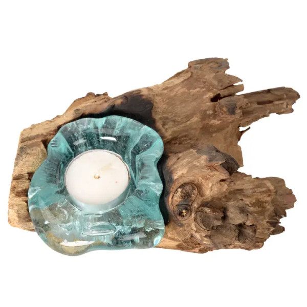 Single Molten Glass Candle Holder