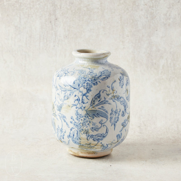 Tilley Blue and White Distressed Vase