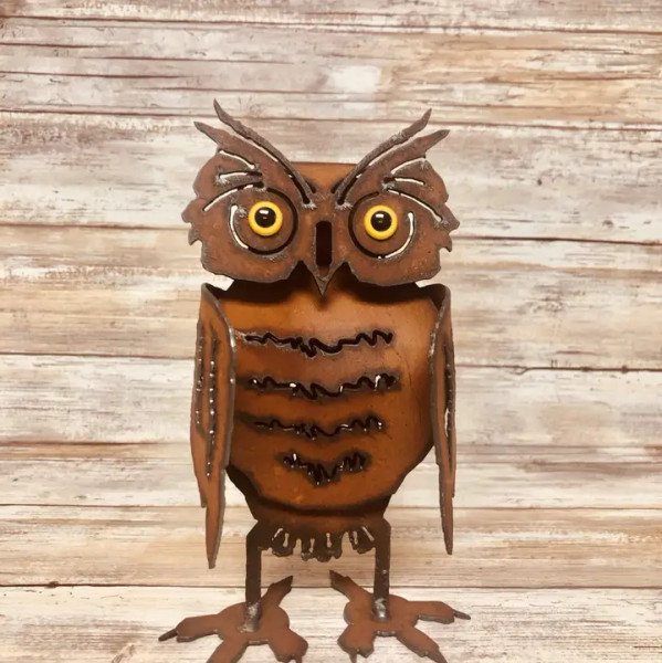 Rustic Owl Garden Sculpture - Small