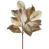 A realistic artificial magnolia leaf pick, showcasing thick, glossy green leaves with detailed veins on a brown structured stem.